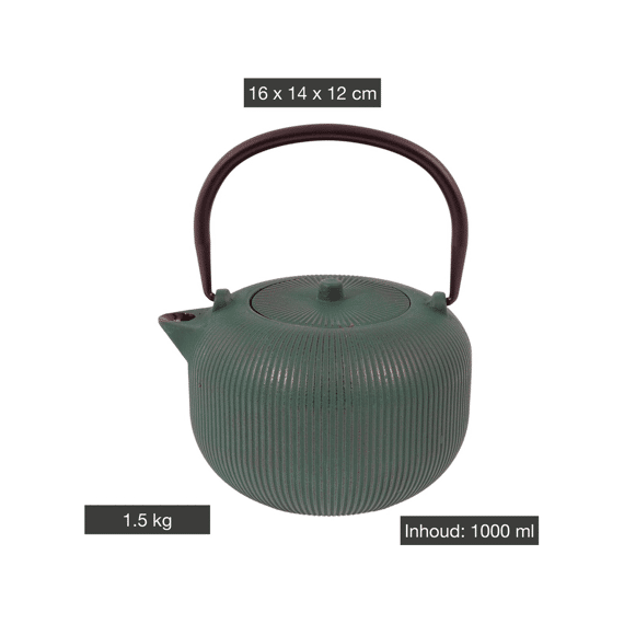 Point-virgule Geribbelde Theepot Uit Gietijzer 1l Forest Green