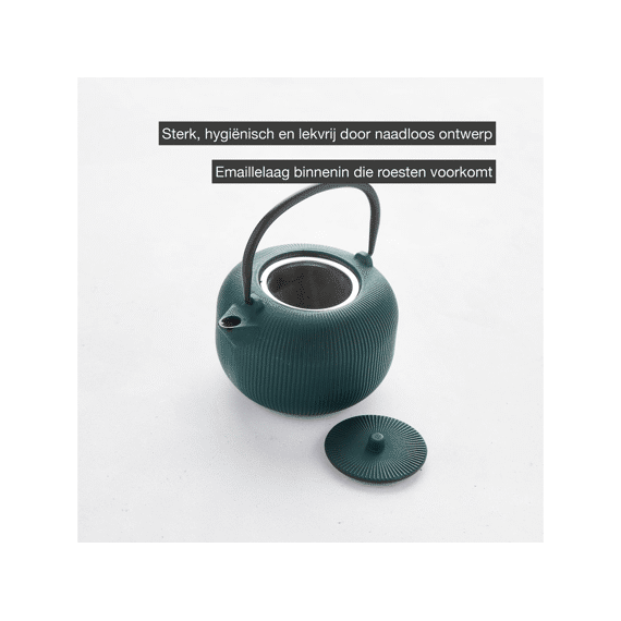 Point-virgule Geribbelde Theepot Uit Gietijzer 1l Forest Green