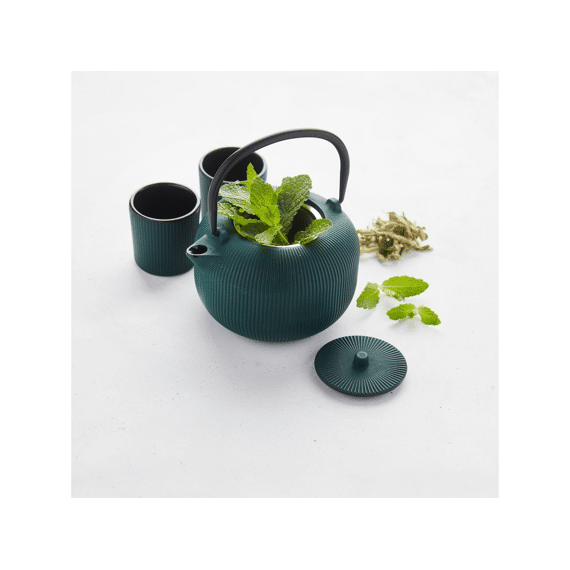 Point-virgule Geribbelde Theepot Uit Gietijzer 1l Forest Green