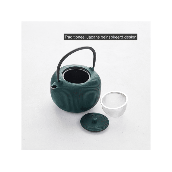 Point-virgule Geribbelde Theepot Uit Gietijzer 1l Forest Green