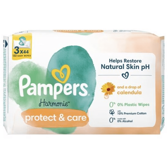 Pampers Baby Doekjes Harmonie Protect & Care 3x44st