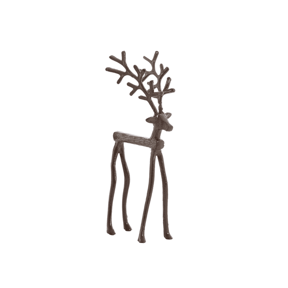 Ornament Rendier 20.5x17x36cm Glanzend Bruin