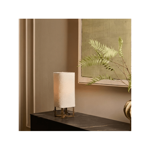 Tafellamp Wyn Hout 16.5x16.5x39cm Print Donkerbruin + Creme