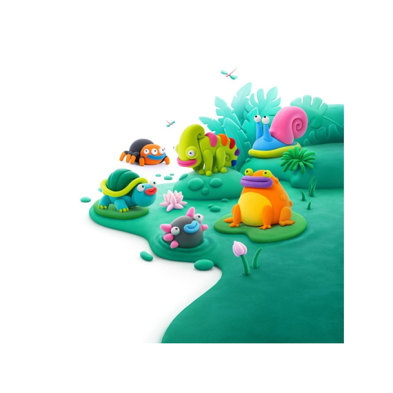 Hey Clay Set Met 3 Potjes Air-dry Boetseerklei Kameleon