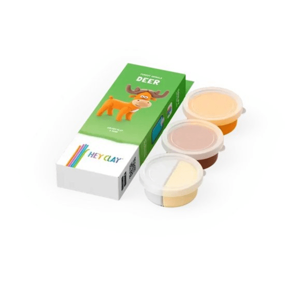 Hey Clay Set Met 3 Potjes Air-dry Boetseerklei Forest Hert