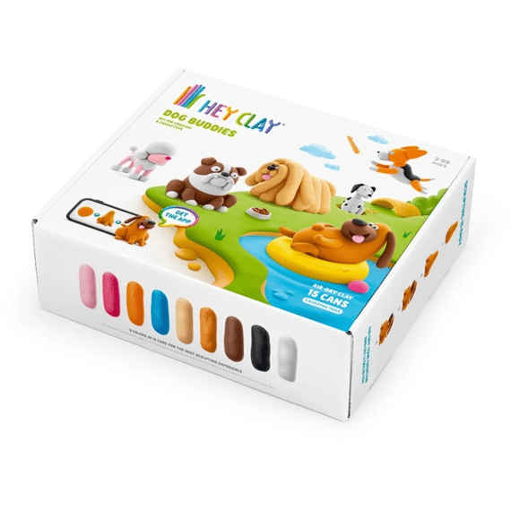 Hey Clay Set Met 15 Potjes Air-dry Boetseerklei Hondenvriendjes