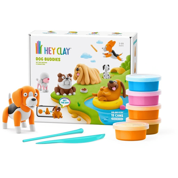 Hey Clay Set Met 15 Potjes Air-dry Boetseerklei Hondenvriendjes