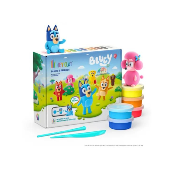 Hey Clay Set Met 15 Potjes Air-dry Boetseerklei Limited Edition Bluey En Vriendjes