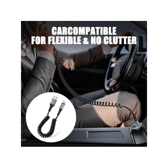 Cellularline Spiral Kabel Usb-a Naar Usb-c 1.2m Zwart