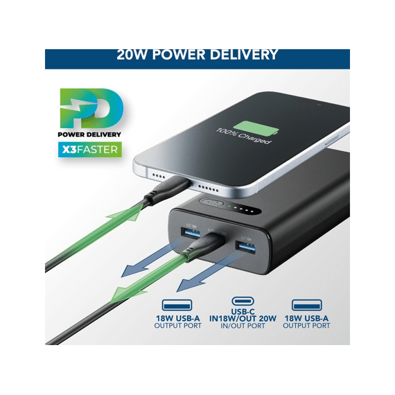 Cellularline Powerbank Fast Pd 20000mah Zwart