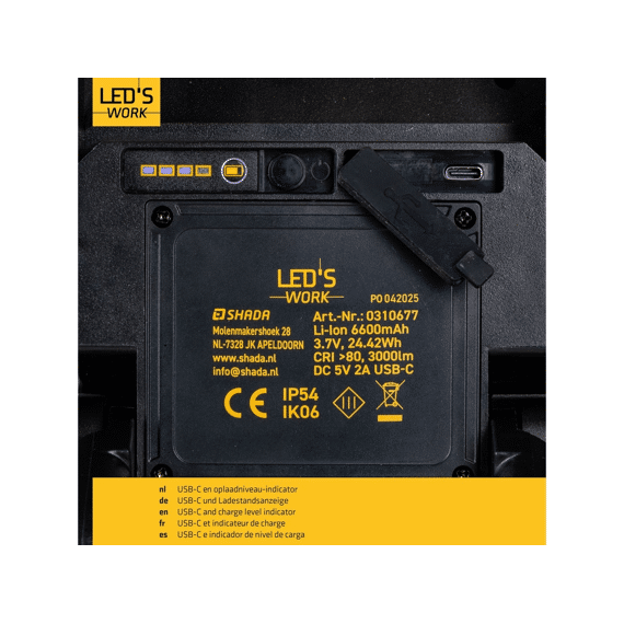 Heroplaadbaar Werklicht 30w 3000lm 4000k Ip54