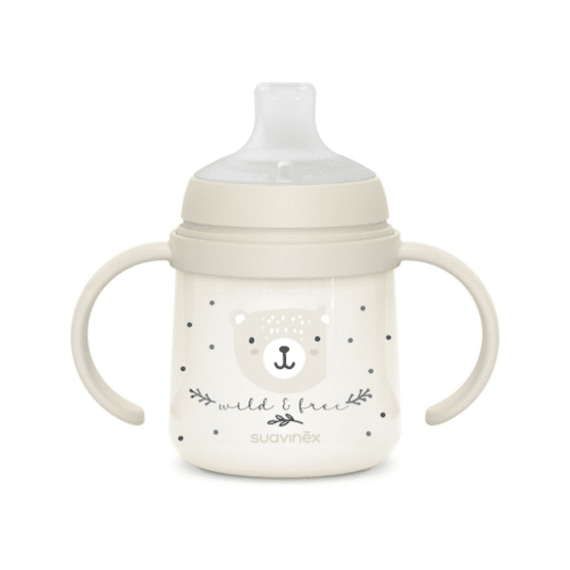 Suavinex Wild & Free Night & Day Eerste Beker Met Handvaten +6m 150ml Grijs