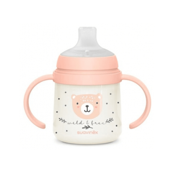 Suavinex Wild & Free Night & Day Eerste Beker Met Handvaten +6m 150ml Roze
