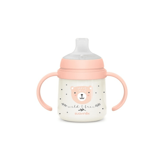 Suavinex Wild & Free Night & Day Eerste Beker Met Handvaten +6m 150ml Roze