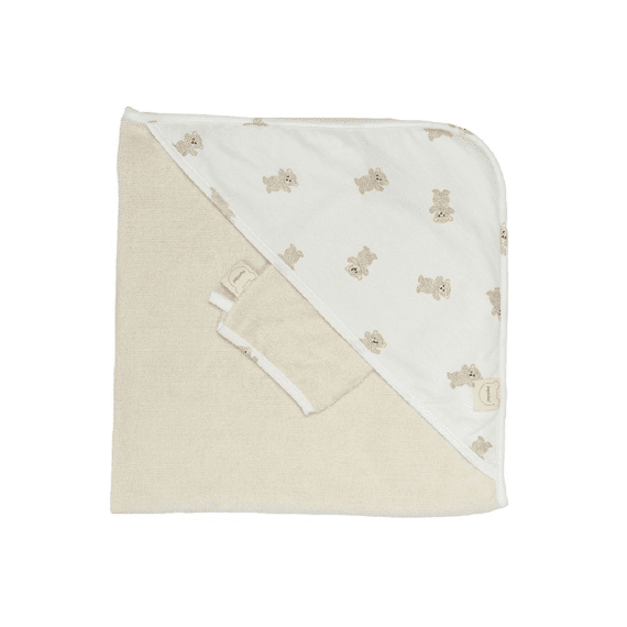 Pericles Badcape+washandje Bear Allover