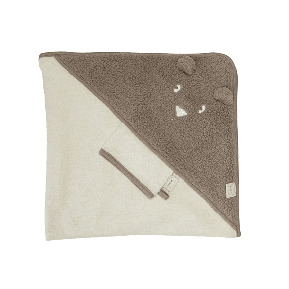 Pericles Badcape+washandje Bear Teddy Chocolate