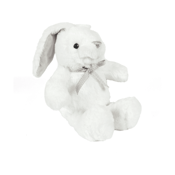 Knuffel Konijn Wit 18cm Met Grijze Strik