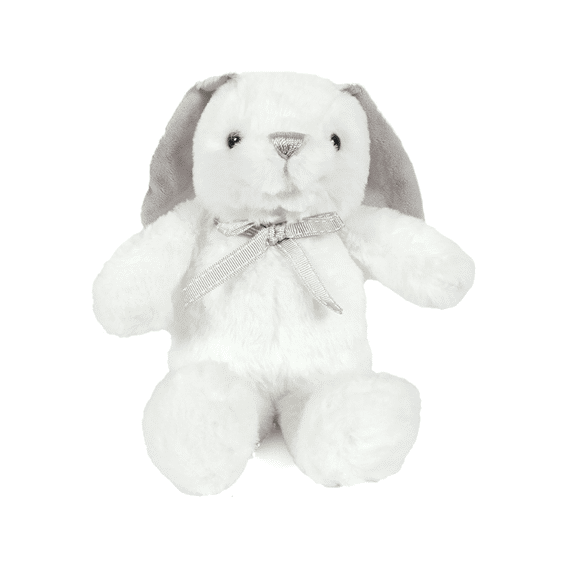Knuffel Konijn Wit 18cm Met Grijze Strik