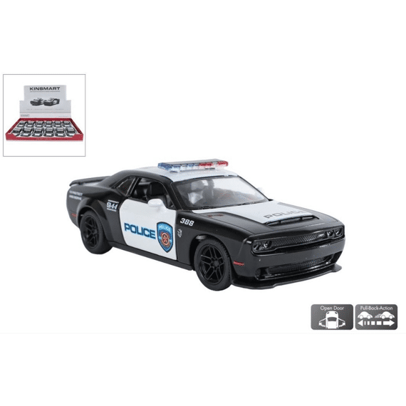 Kinsmart Dodge Challenger Srt Demon 170 Police Die Cast Pull Back 12cm