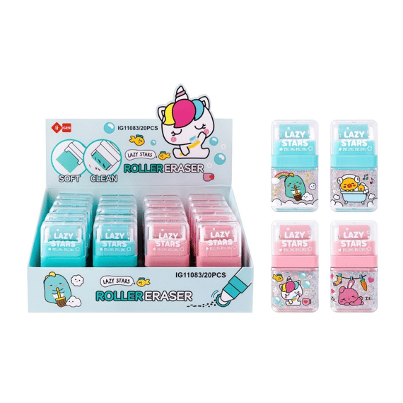 Lazy Stars Rolgum Assortimen Dinosaurus/eend/eenhoorn/konijn