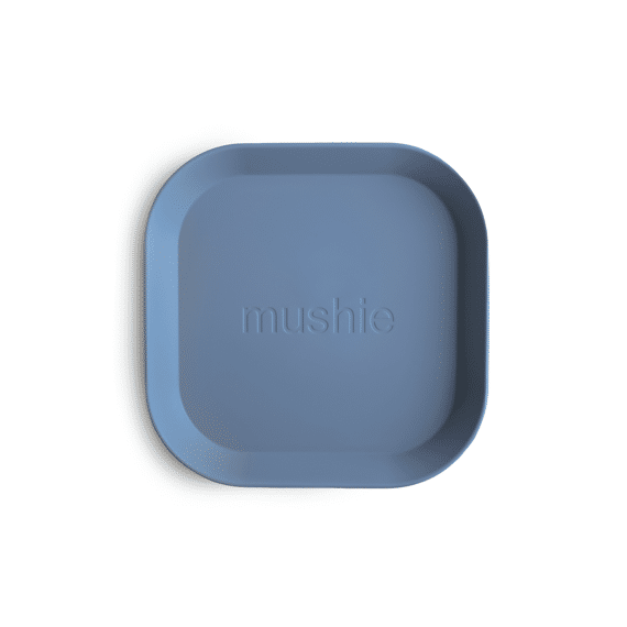Mushie Bordje Silicone Vierkant Twilight Blue (2pcs)