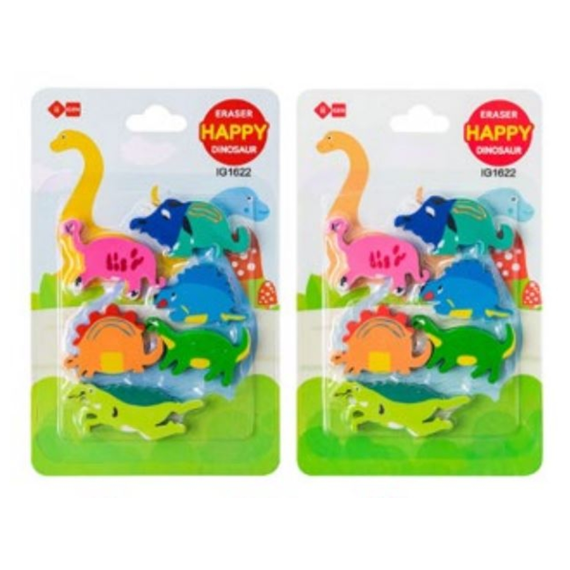Gommetjes Dino Op Blisterkaart 6 Stuks