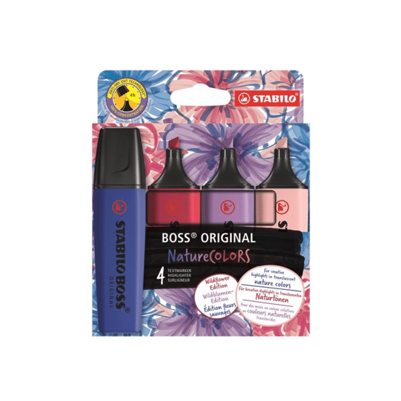 Stabilo Boss Wildflowers Cardboard Wallet 4 St