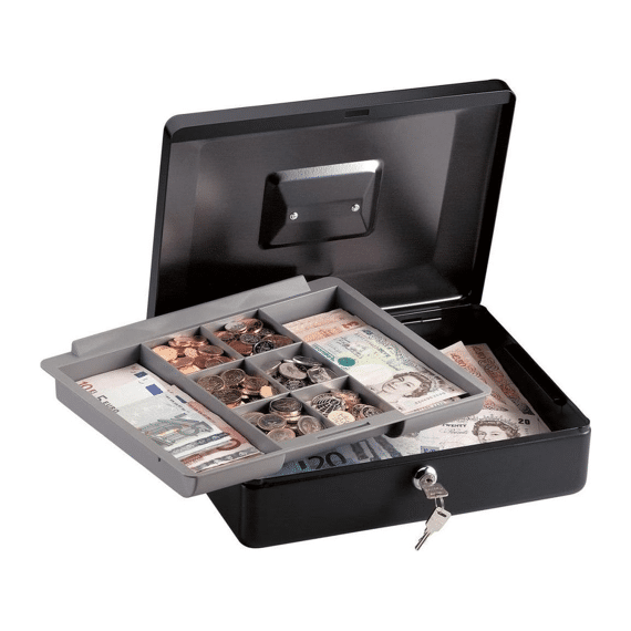 Masterlock Geldkistje Medium  Staal 2 Sleutels Uitneembare 8 Vakken Zwart