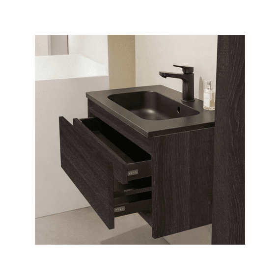 Thys Onderkast  Trendline Eik Horizontaal, Real Wood Black Luxe 80 Cm Glijst Hout