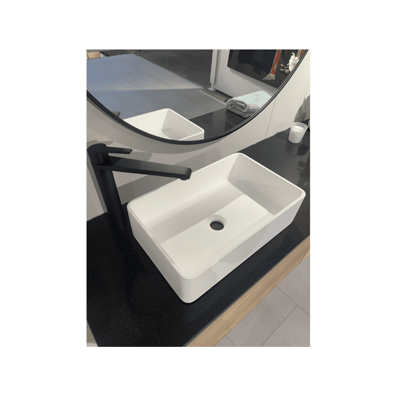 Thys Opzet Lavabo Qube Solid Surface Wit Mat 45x28cm