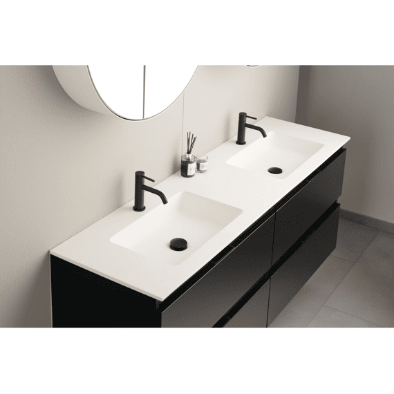 Thys Solid Surface Qube Lavabo  121x46cm Dubbele Kom