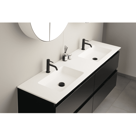 Thys Solid Surface Qube Lavabo  46x161cm Dubbele Kom
