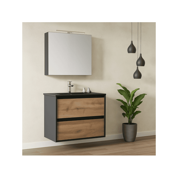 Thys Spiegelkast Trendline Black Mat 60cmx70cm 1 Deur Links