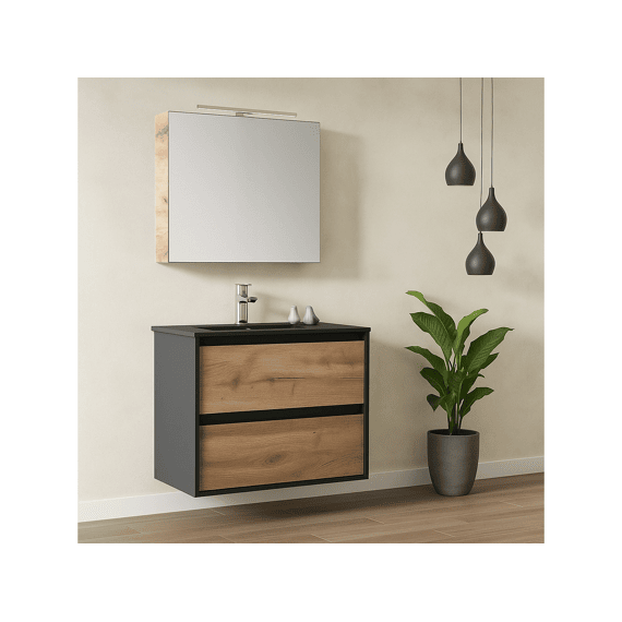 Thys Spiegelkast Trendline Eik Horizontaal, Real Wood Natuur 50cmx70cm 1 Deur Links