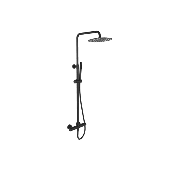 Thys Thermostatische Regendouche 25cm Opbouw Bormio Met Handdouche Zwart Mat