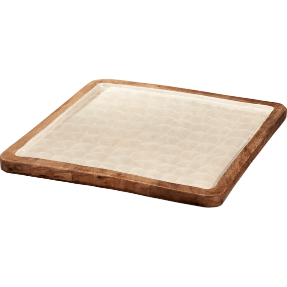 Dienblad Van Mangohout Met Wit