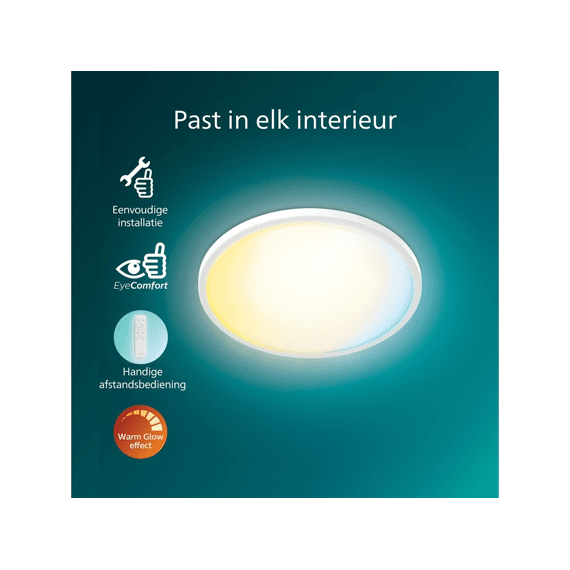 Philips Valen Plafondlamp Afstandsbediening Rond Wit 16w 22-27-40-65k Warm Glow
