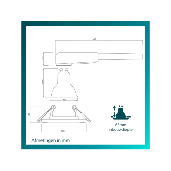 Philips Peridot Inbouwspot Kit Rond 7w Wit