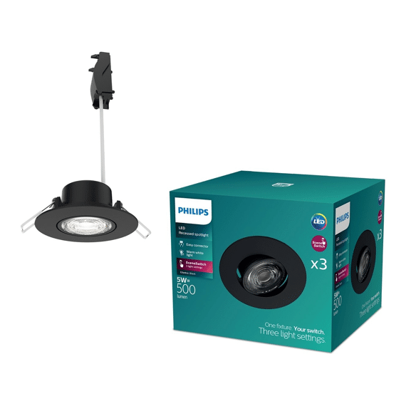 Philips Cilantro 3-Step Dimbaar 070 5w 27k Zwart 3-pack