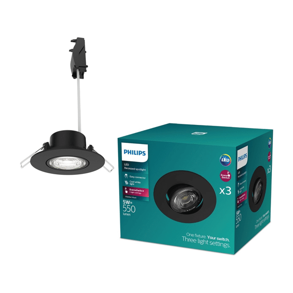 Philips Cilantro 3-Step Dimbaar 070 5w 40k Zwart 3-Pack
