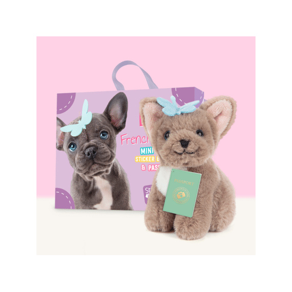 Studio Pets Mini Pluche Franse Bulldog Puppy Bibi 8cm