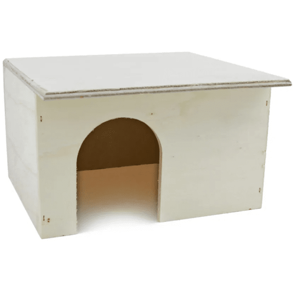 Konijneslaaphok Hout Grijs Dak 29*26*17cm