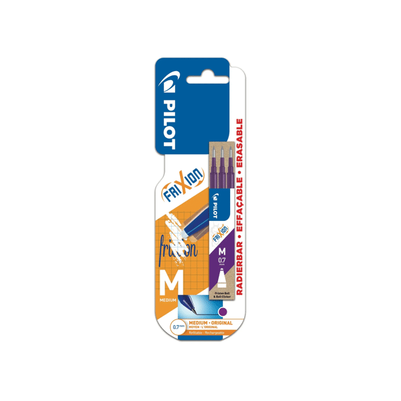 Pilot Frixion Ball Set 3 Vullingen Paars Op Blister