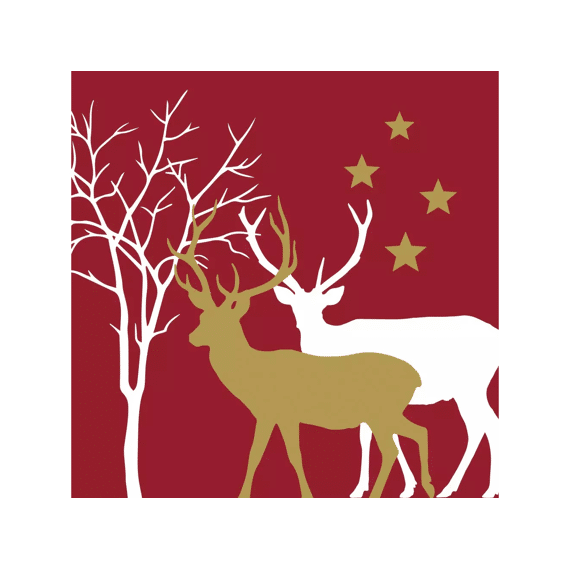 Ppd Servetten 33cm 20stuks Winter Deers Rood