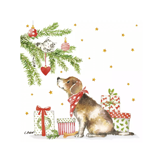 Ppd Servetten 33cm 20stuks Christmas Dog