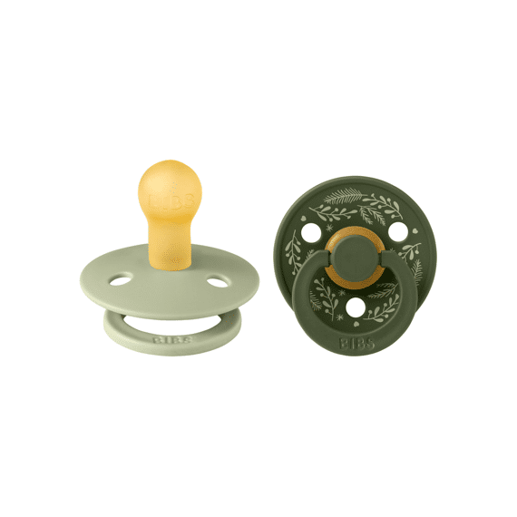 Bibs Fopspeen T1 0-6m Studio Duo Holiday Leaf Sage/green