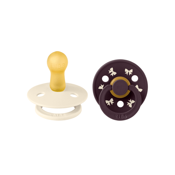 Bibs Fopspeen T2 6-18m Studio Duo Holiday Bow Ivory/plum