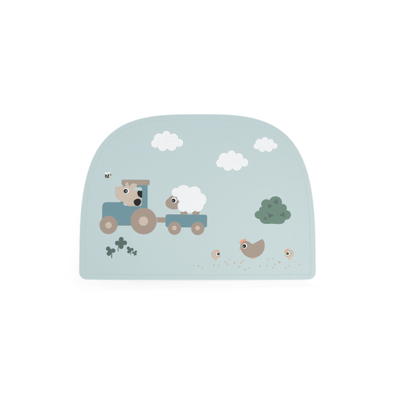 Done By Deer Silicone Placemat Tiny Farm Blue
