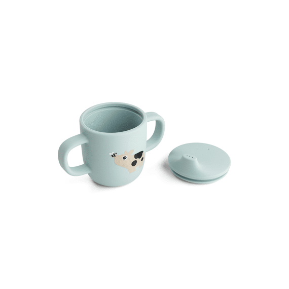 Done By Deer Silicone Spout Cup 2-handle Tiny Farm Blue
