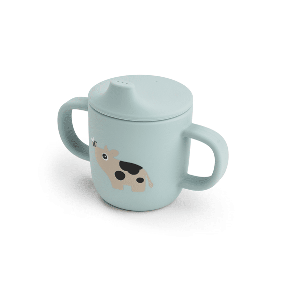 Done By Deer Silicone Spout Cup 2-handle Tiny Farm Blue